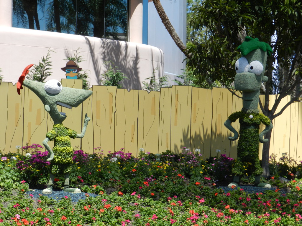 EPCOT Flower Garden Festival 2013  with Phineas and Ferb Topiary. Photo Copyright ThemeParkHipster.