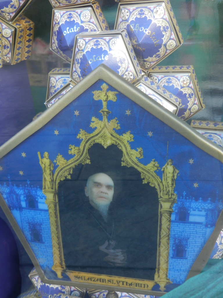 Salazar Slytherin Chocolate Frog in the Wizarding World of Harry Potter Orlando.