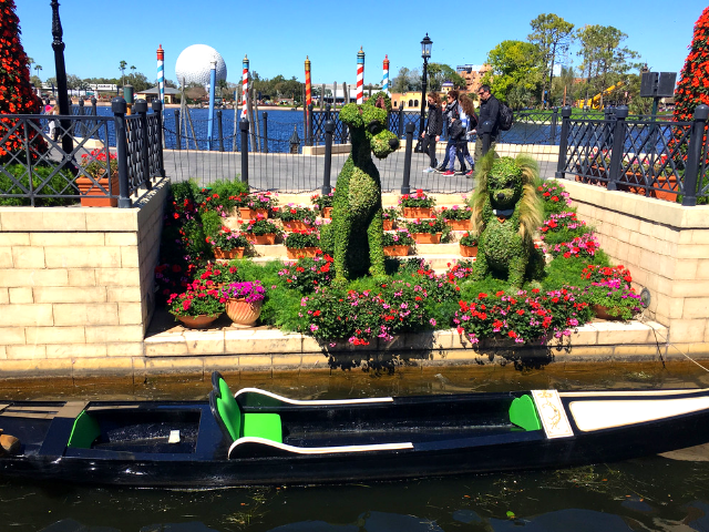 Flower and Garden Festival Map and Passport Lady and the Tramp Topiary Garden. Photo copyright themeparkhister.