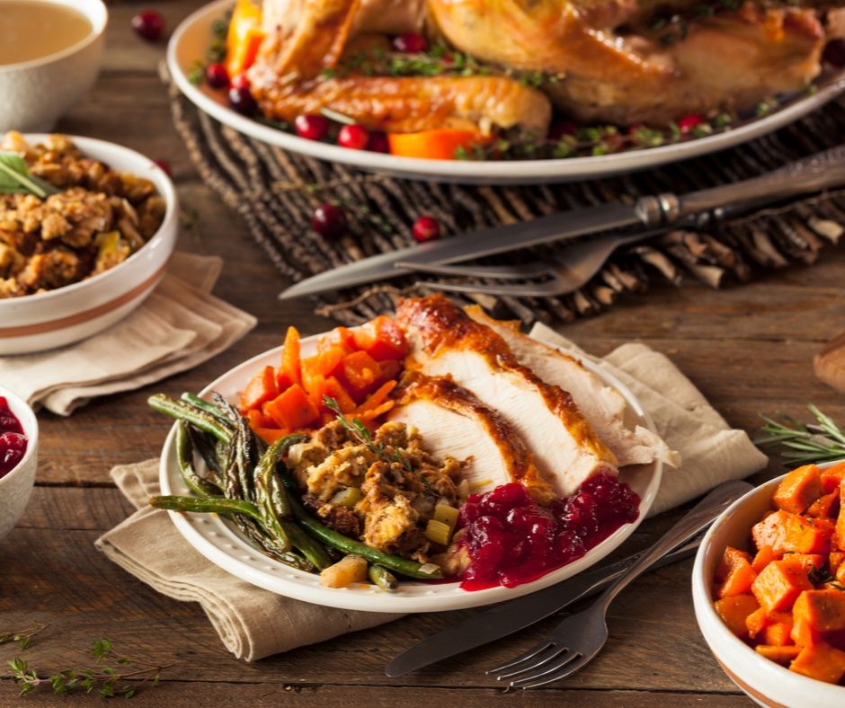 Busch Gardens Thanksgiving with delicious sliced turkey and fixings, plus soups, salads and dessert.