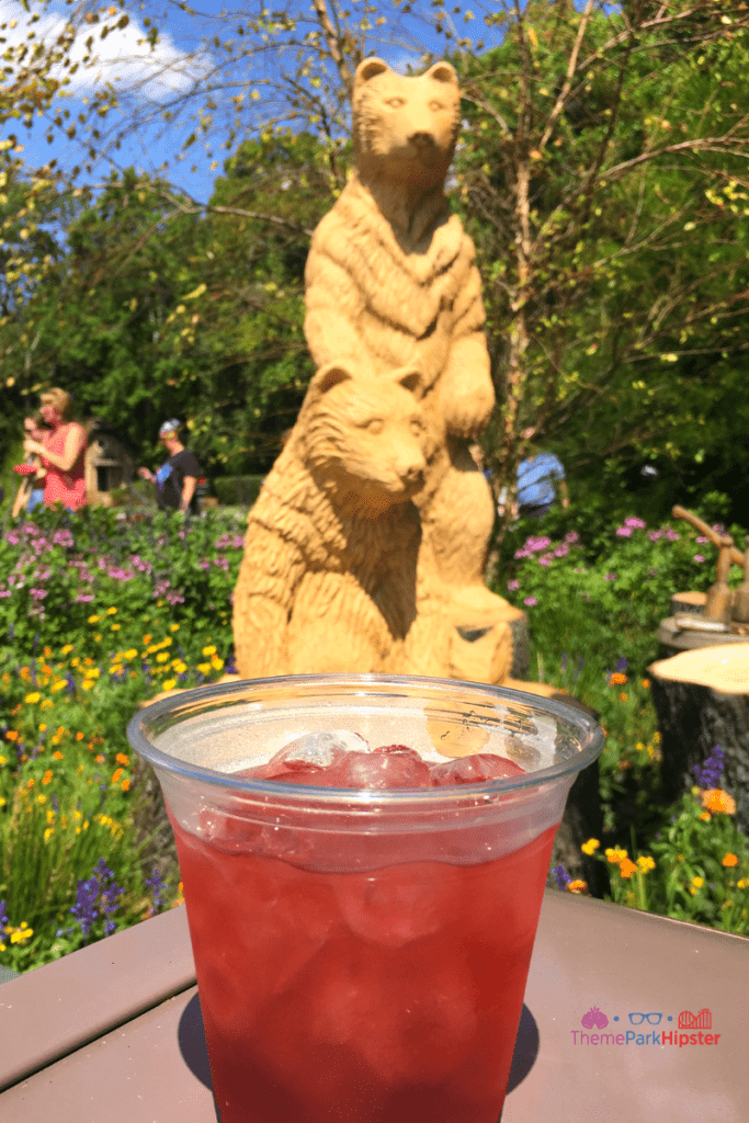Ottawa Apple Best drinks in epcot with bear in Canada garden. One of the best drinks at Epcot for Drinking Around the World.