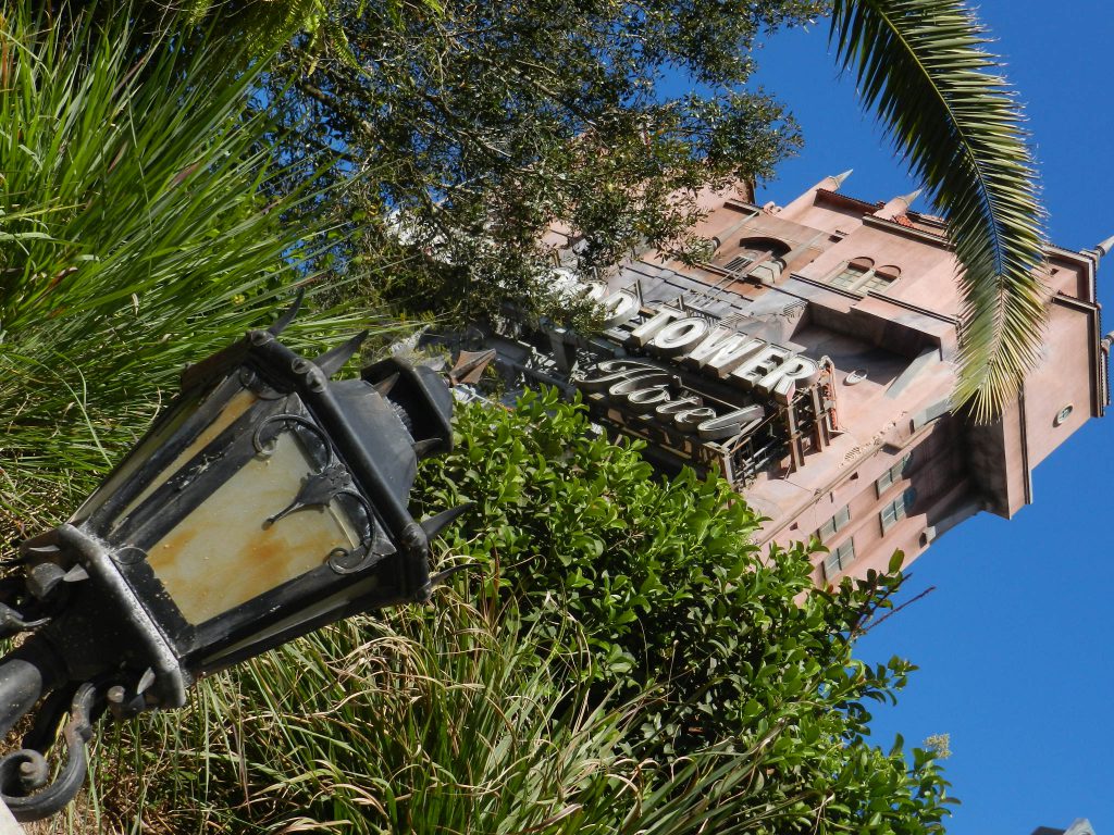 Hollywood Studios Tower of Terror Ride at Disney's Hollywood Studios looking eerie. Continue reading to learn how to celebrate Disney World 4th of July!