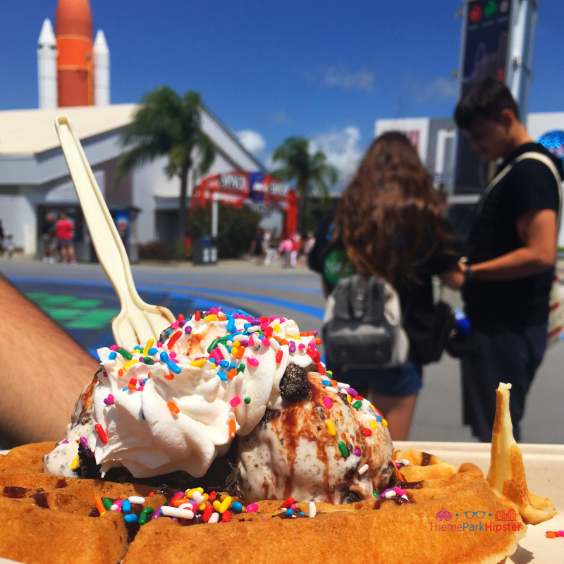 Kennedy Space Center Milky Way Ice Cream Waffle. View this area. One of the best Kennedy Space Center tips.