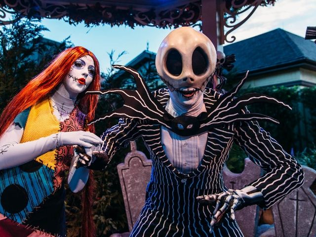 Mickeys Halloween Party Sally and Jack Skellington. Keep reading for more Mickey's Not So Scary Halloween Party at Disney! 