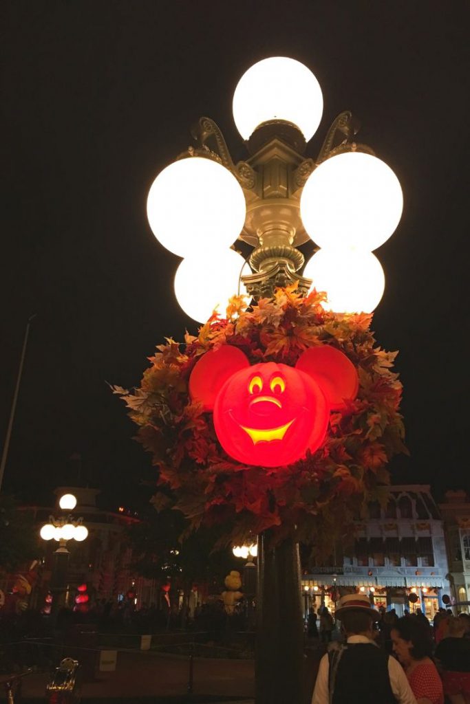 Mickey's Not So Scary Halloween Party Mickey Mouse Pumpkin Head. Keep reading to get the guide to Mickey's Not So Scary Halloween Party Tips with Photos, Parade details, characters, rides and more! Photo copyright ThemeParkHipster.