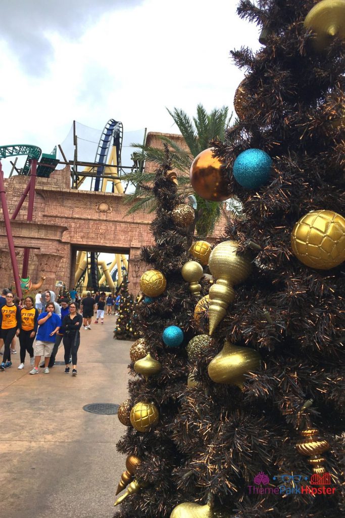Egypt Area at Busch Gardens Tampa during Christmas with Montu in the Background 
