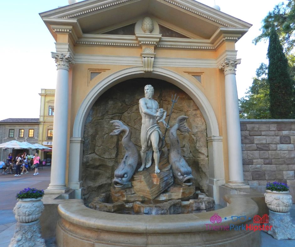 Epcot Italy Pavilion Neptune God Statue. Keep reading to know what to do in every country in the Epcot Pavilions of World Showcase.