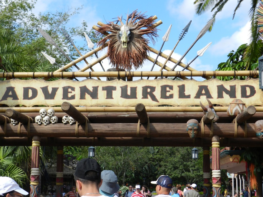 Adventureland in the Magic Kingdom with classic rides such as Jungle Cruise and Skipper Canteen