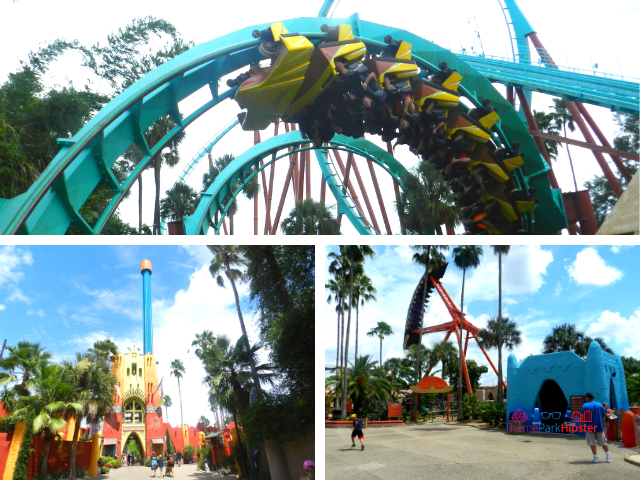 Busch Gardens Rides with colorful roller coasters.