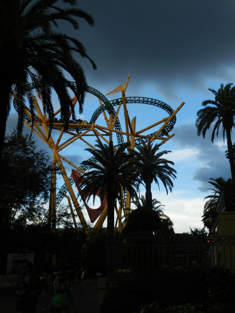 Busch Gardens Tampa summer nights with Cheetah Hunt roller coaster in the Background.