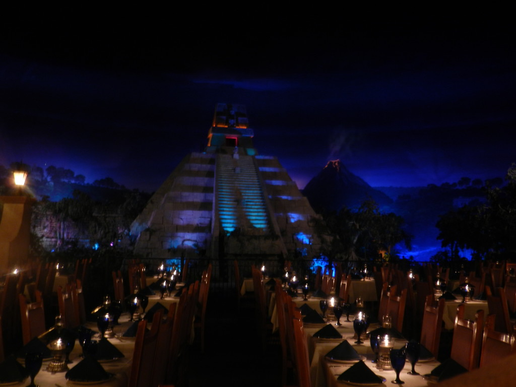 San Angel Inn Restaurant Mexico Epcot under the twilight night.