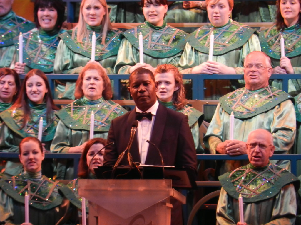 Christmas at Epcot 2013: Epcot Candlelight Processional with James Denton. Keep reading to learn more about the Epcot Candlelight Processional and Christmas at Disney World. 