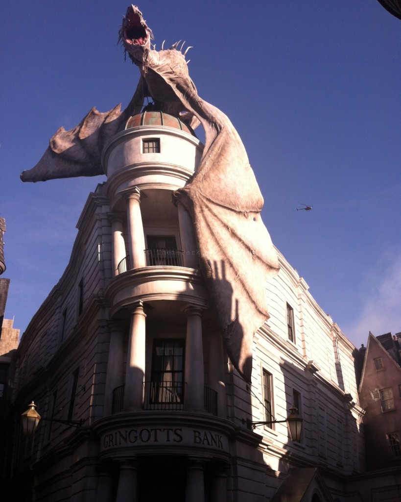 Diagon Alley: Gringotts Bank with Dragon on top.One of the best Universal Studios Orlando Rides for Solo Travelers.