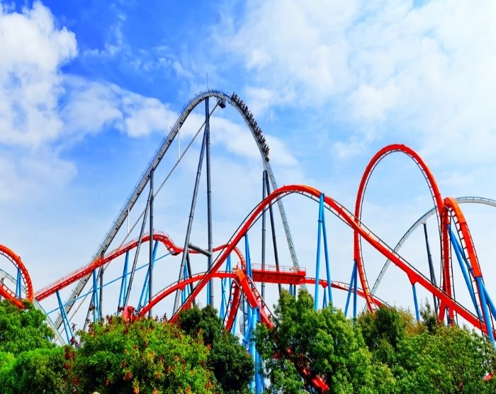 Amusement park roller coaster ride. Keep reading about The Goosebumps Amusement Park One Day at Horrorland.
