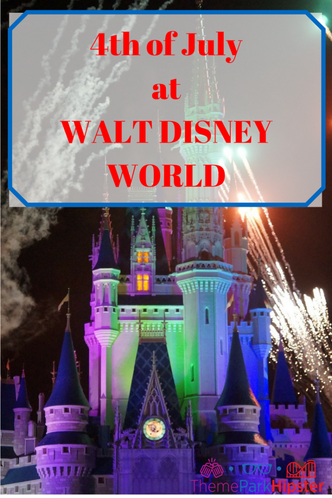 Disney World 4th of July Crowds with fireworks Around Cinderella Caster