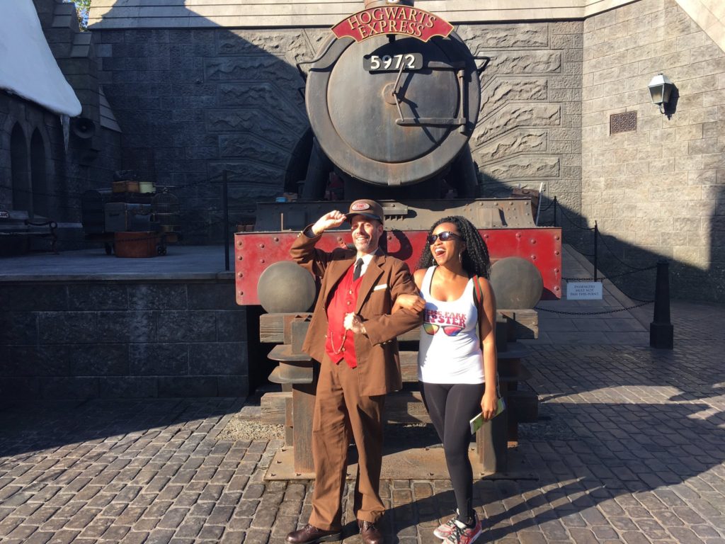 Hogwarts conductor Wizarding World of Harry Potter Best Photo Spots in Islands of Adventure.