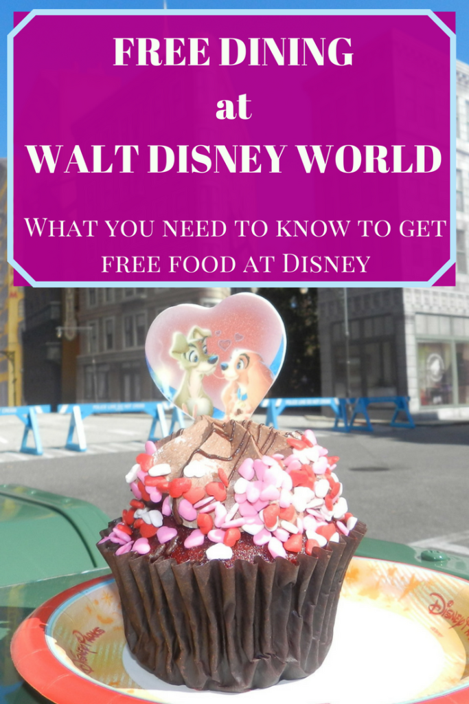 Disney world free dining with red and pink cupcake sprinkles of Lady and the Tramp