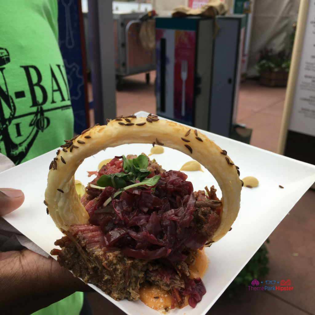 Festival of the Arts Deconstructed Reuben. Keep reading to get the full Epcot Festival of the Arts Menu!