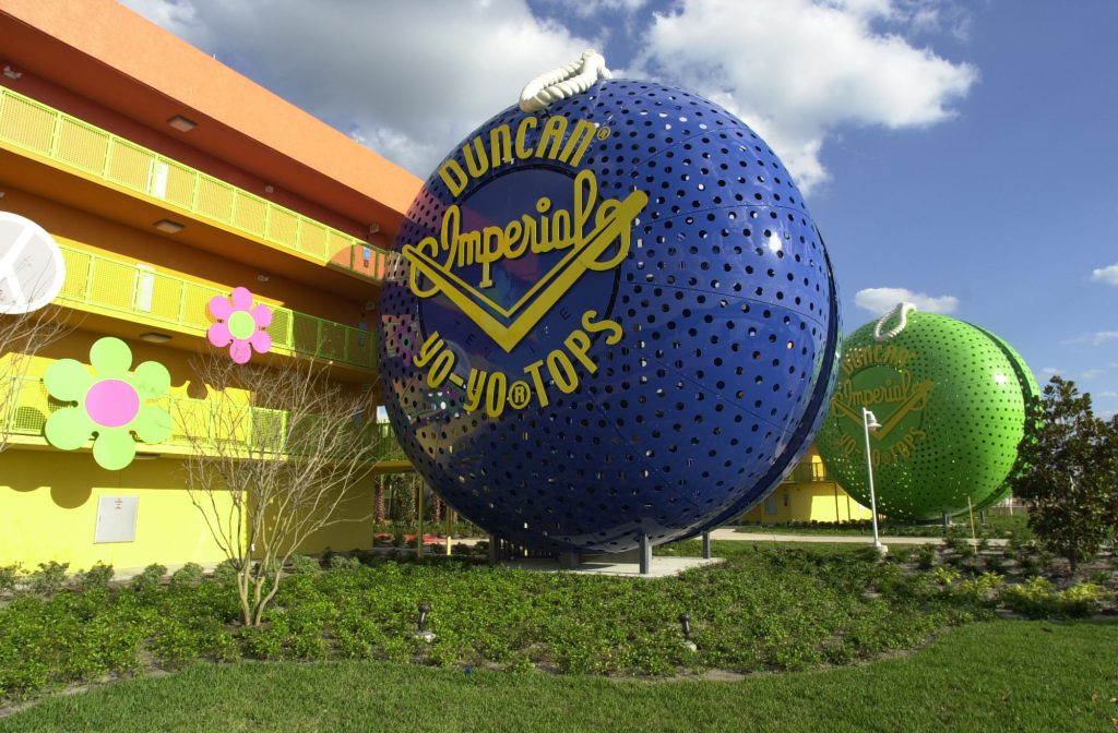 Pop Century Resort Front Gigantic Blue and Green YoYos 