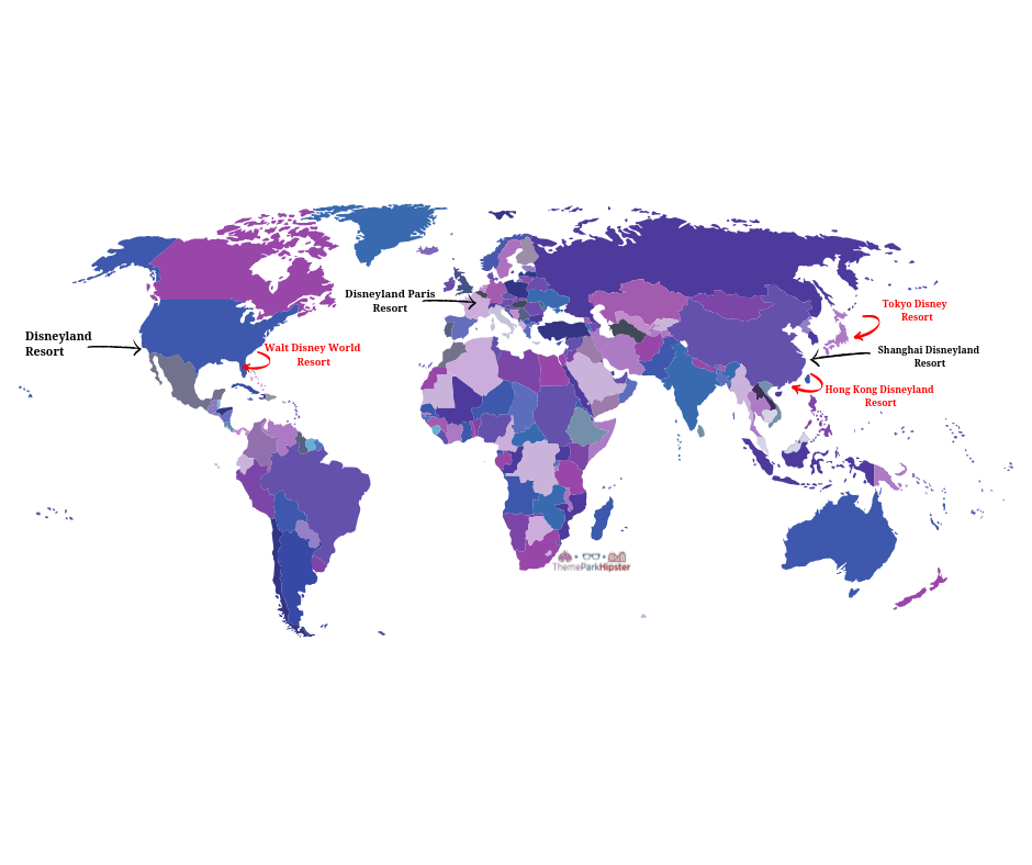 12 Disney Parks Around the World Map