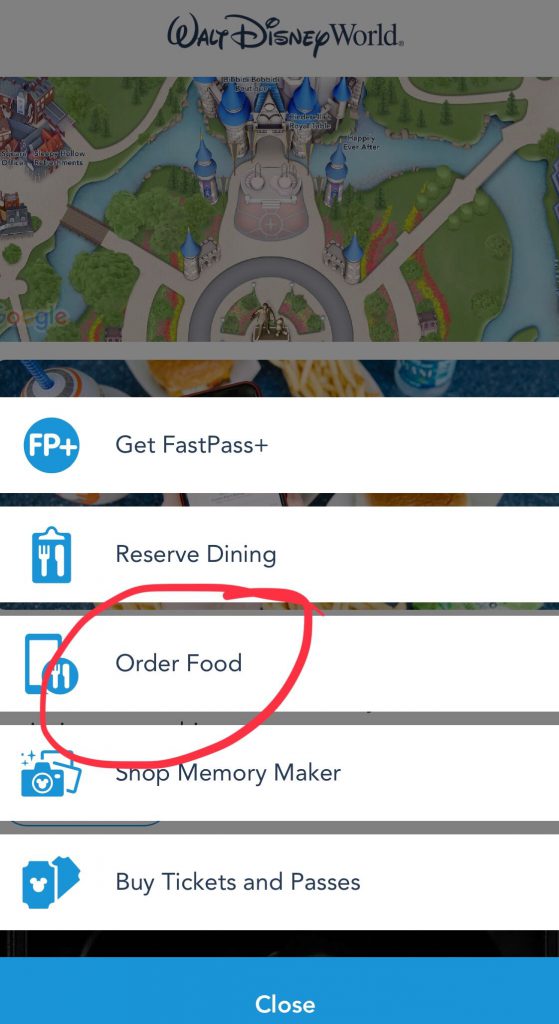 Disney World Mobile Ordering on App