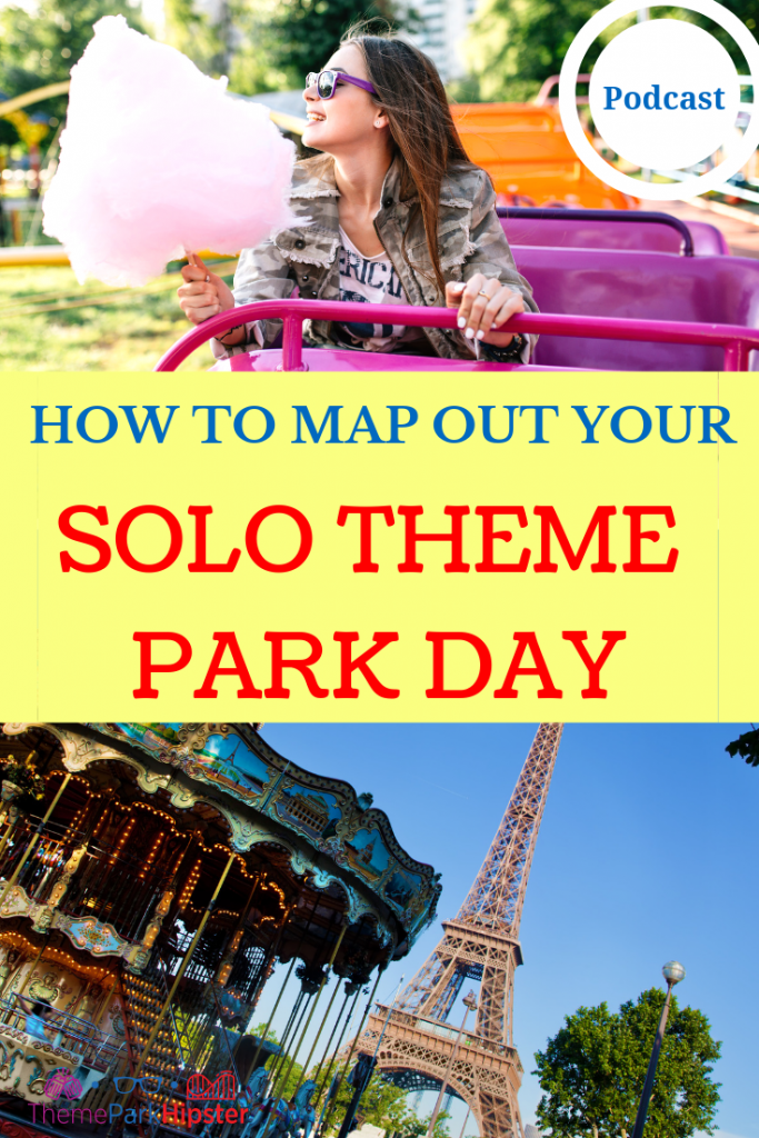 HOW TO MAP OUT YOUR SOLO THEME PARK TRAVEL. Girl with cotton candy at amusement park.