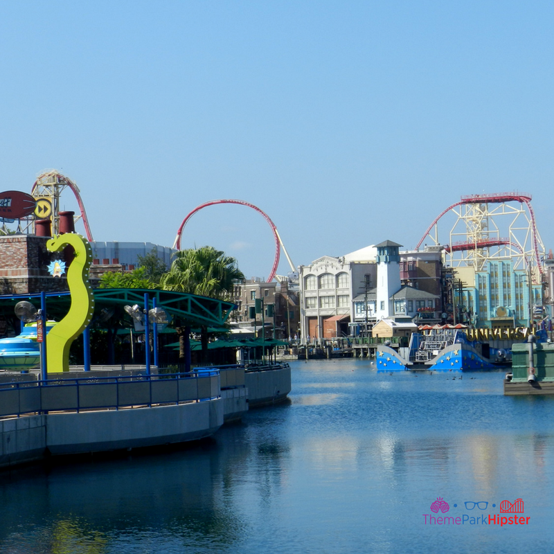 universal studios lagoon overlooking red hollywood rip ride rock it roller coaster. preparing Universal Studios Itinerary.