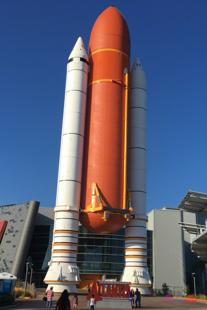 Kennedy Space Center tickets on groupon with giant orange and white space shuttle. 