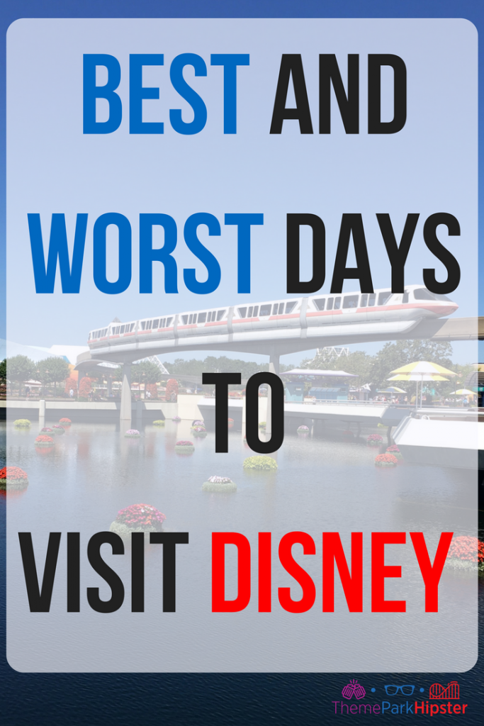 Best and worst days to visit DISNEY WORLD. Epcot monorail riding above lagoon.