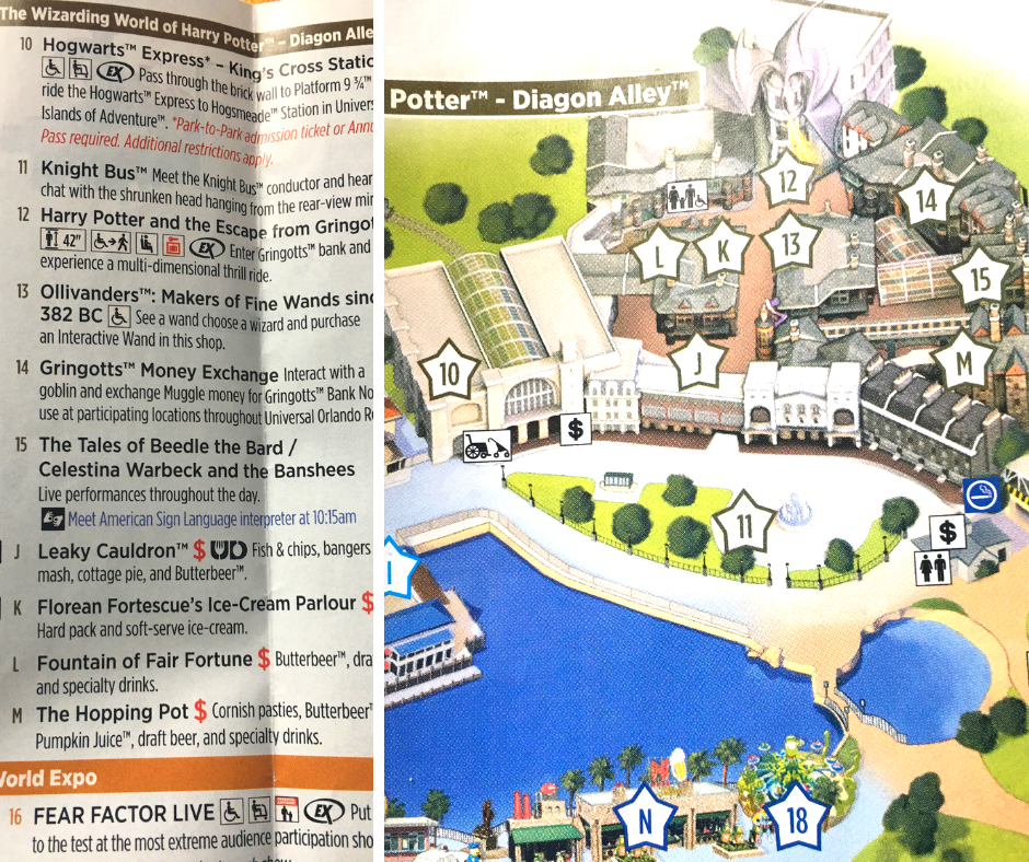 Harry Potter Diagon Alley Map 2023 and 2024 at Universal Studios