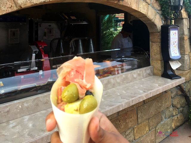 Epcot Food and Wine Charcuterie in a Cone in Spain. Keep reading to get the best Epcot Food and Wine Festival Tips!