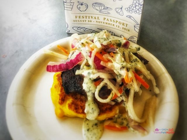 Epcot Food and Wine Coastal Eats Lump Crab Cake with Napa Cabbage Slaw and Avocado Lemongrass Cream