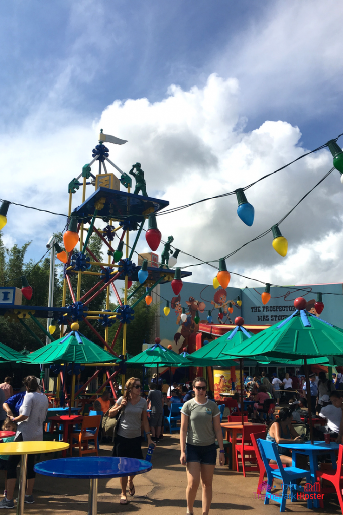 Hollywood Studios Toy Story Land Christmas Lights. Keep reading to get the best Disney Christmas pictures and to know where to take the best Christmas photos at Disney World!