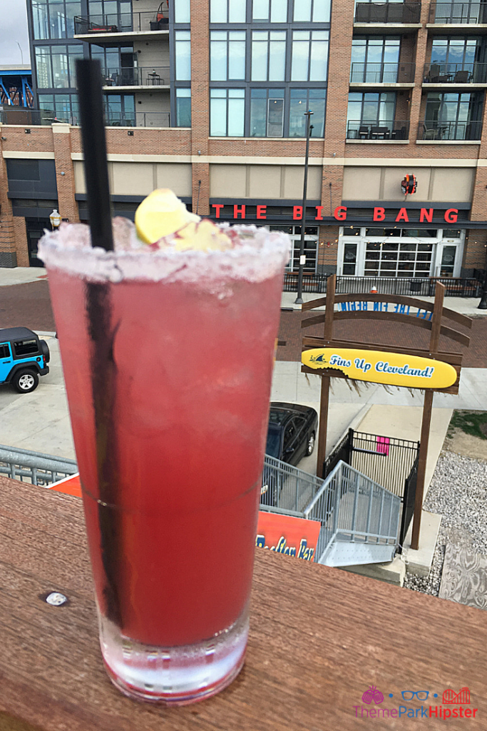 Margaritaville Cleveland Ohio. Blueberry margarita on rooftop in downtown Cleveland.