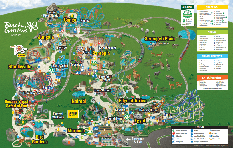 Busch Gardens Tampa Map 2020