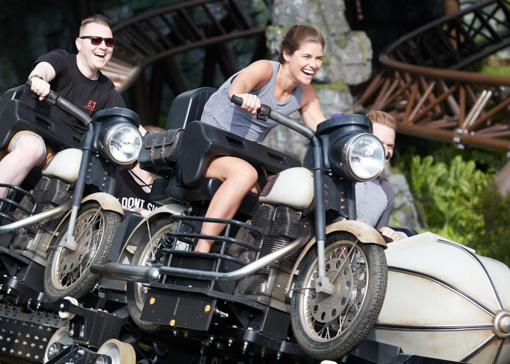 Hagrid Grand Opening Moment Hogsmeade Hagrid's Magical Creatures Motorbike Adventure in the Wizarding World of Harry Potter Universal Islands of Adventure.