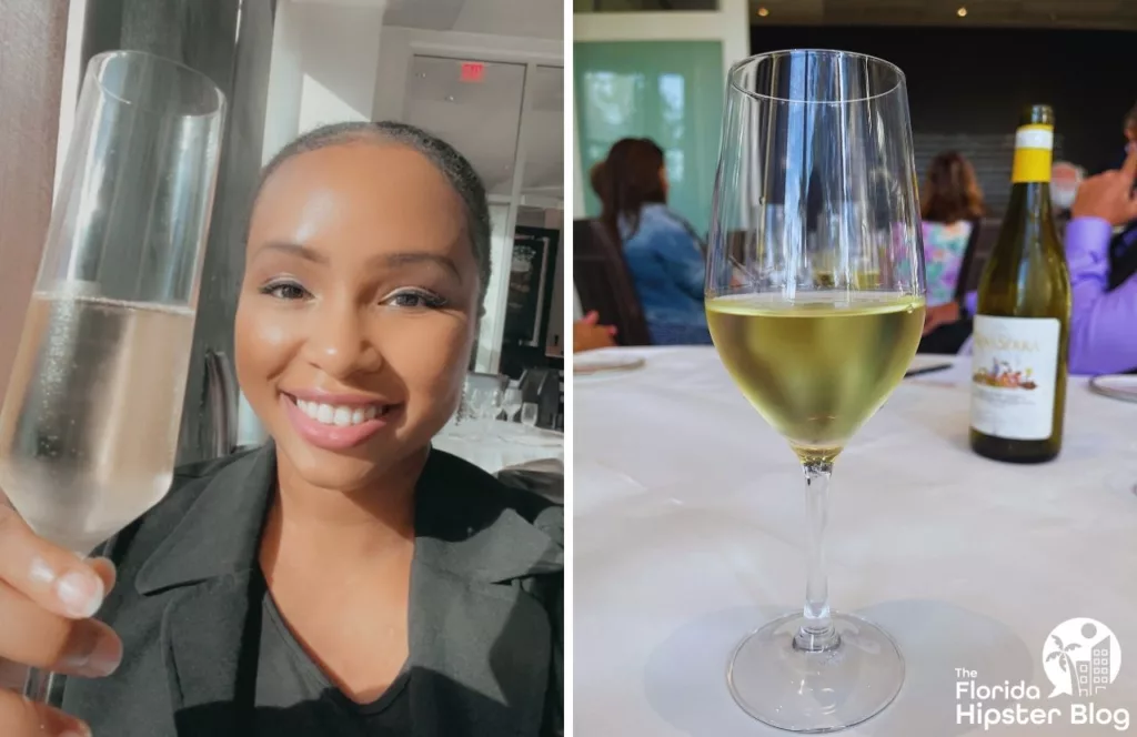 La Luce Restaurant in Orlando, Florida at Signia Hilton Resort with NikkyJ drinking white wine at special event