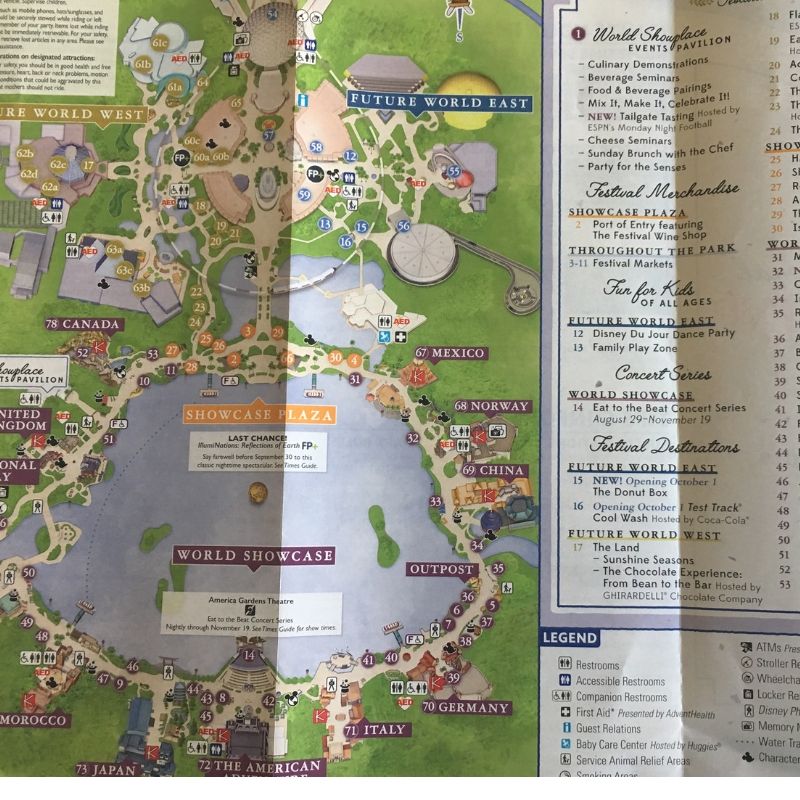 Epcot Essen und Wein Festival Karte 2019