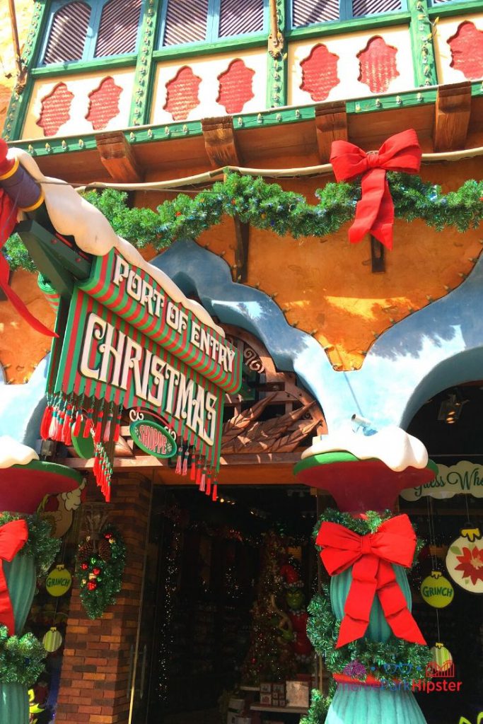 Port of Christmas Shop at Islands of Adventure. Keep reading to get the full guide to Christmas at Universal Orlando Resort!
