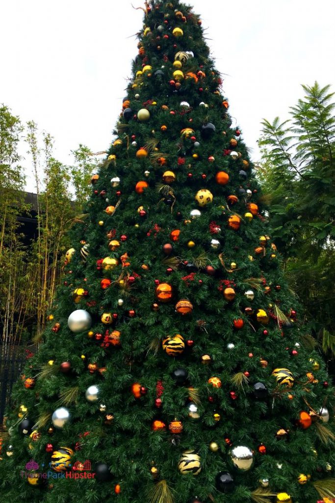 Christmas Town Decoration in Tampa Wild Life Christmas Tree. Keep reading to get the full guide on doing Christmas at Busch Gardens Tampa!