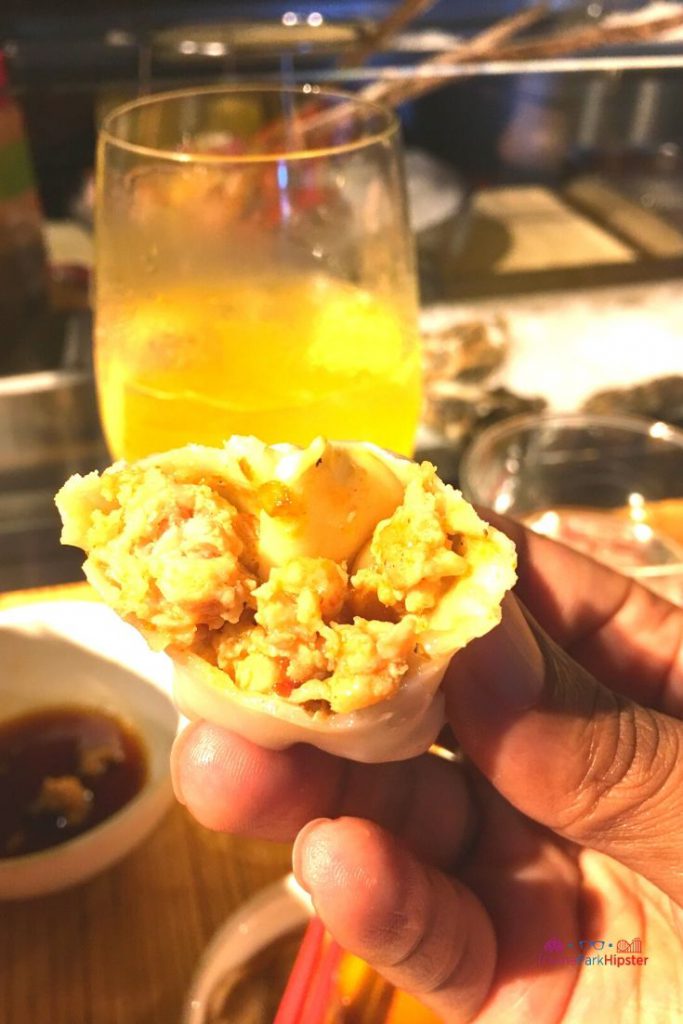 Morimoto Asia inside of chicken dumpling in Disney Springs