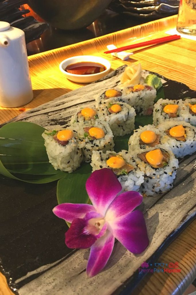 Morimoto Spicy Tuna Roll and Salmon Roll in Disney Springs 