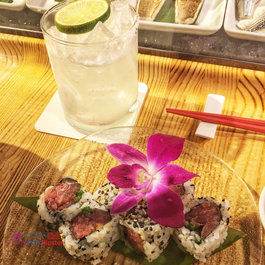 Mormimoto Asia Margarita and Spicy Tuna Roll 