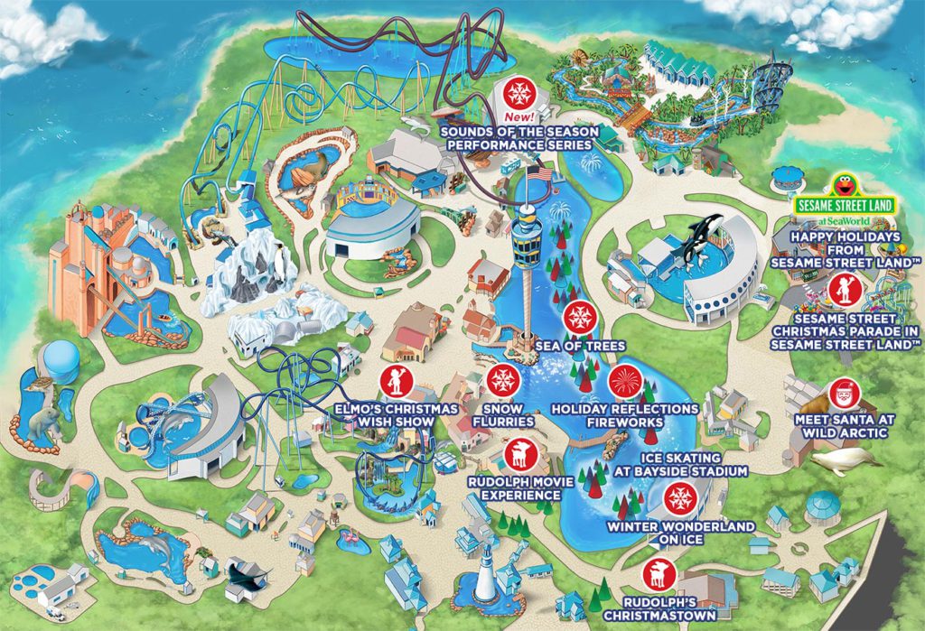 Christmas Shows at SeaWorld Orlando Location Map