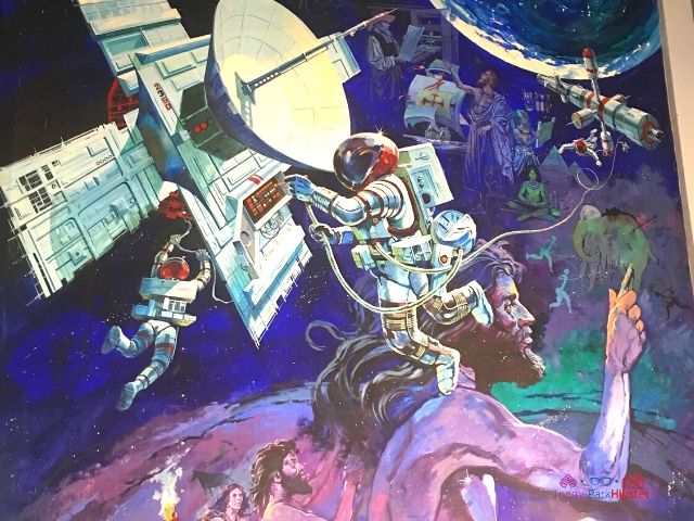 Spaceship Earth History at Epcot Entrance Evolution of Mankind Painting at Disney World