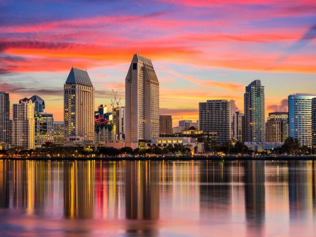San Diego Skyline. Keep reading to find out more about a 7 day California road trip itinerary.