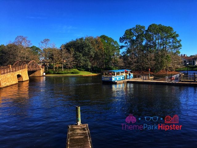 Port Orleans Riverside Resort with Boat Heading to Disney Springs