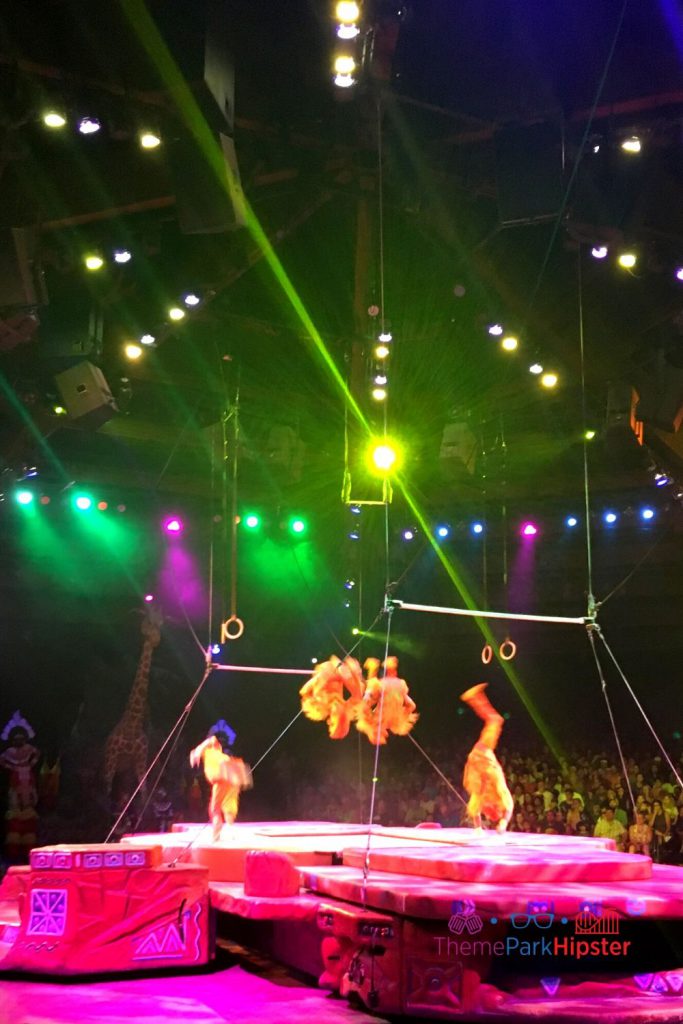 Festival of Lion King at Animal Kingdom with Monkey Acrobats. Disney FastPass Tiers.