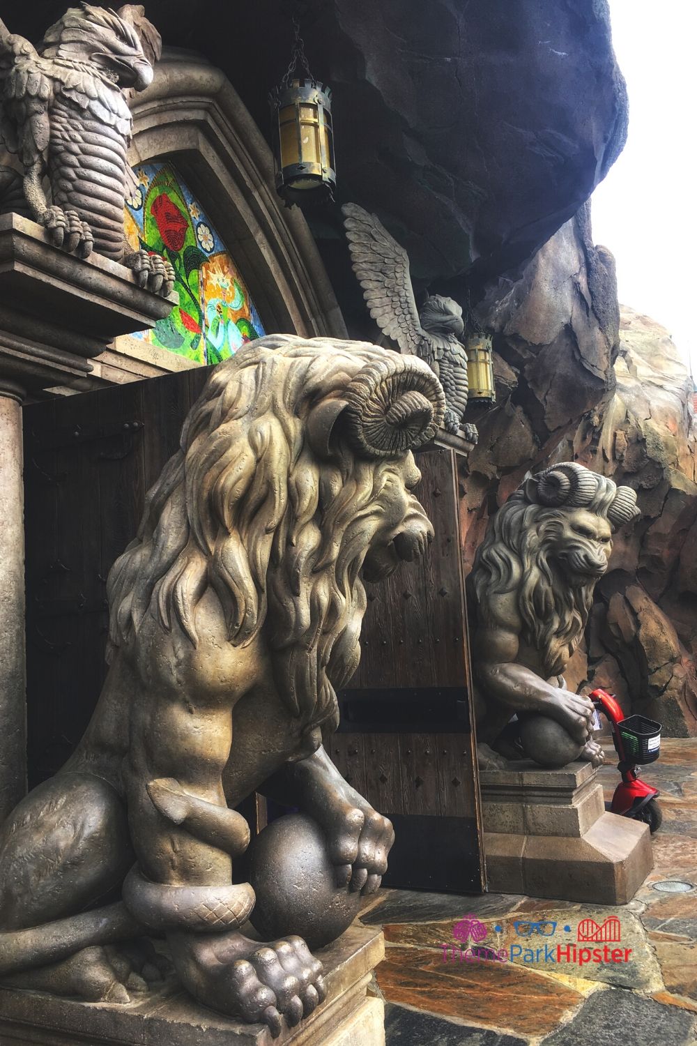 Be Our Guest Restaurant Lion Statue at Entrance