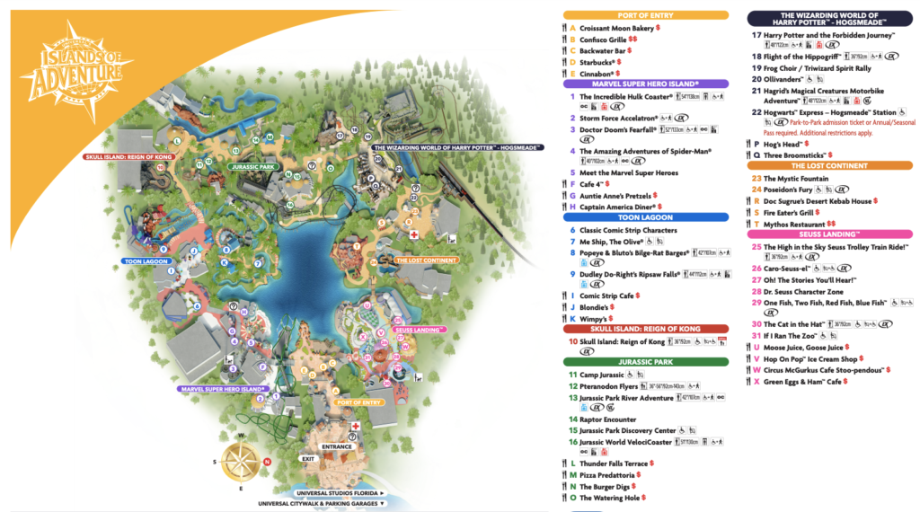 Islands of Adventure Map 2022 and 2023. Keep reading to learn how to plan a day at Universal with this Islands of Adventure 1 day itinerary!
